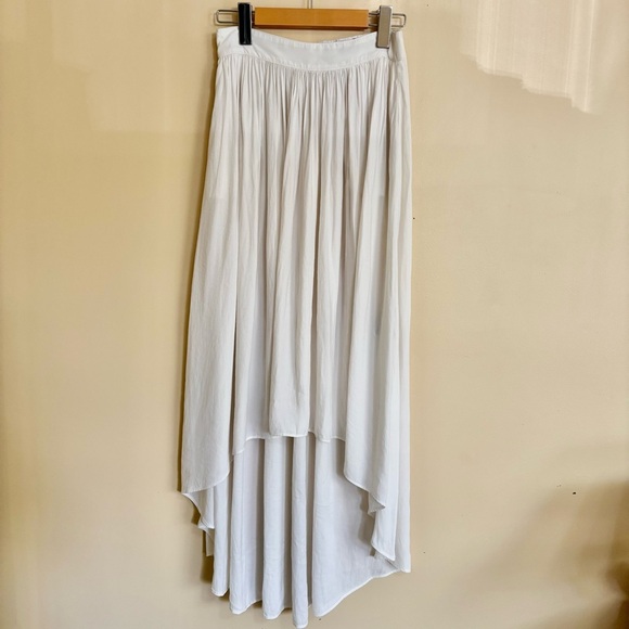 Zara| Flowing White Hi-Low Boho Pull-on Lightweight Maxi Skirt Sz S - Picture 1 of 5